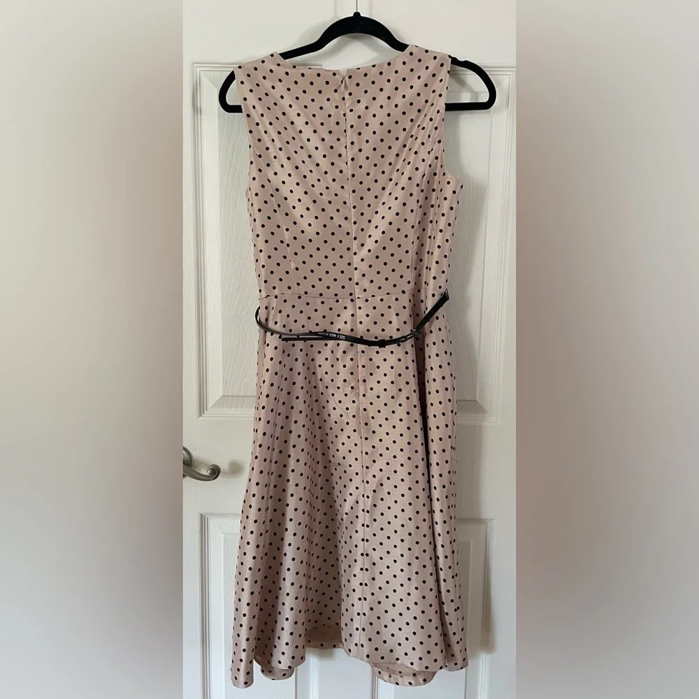 Vintage Kasper Strapless Dress in Cream with Black Polka Dots - Picture 2 of 7